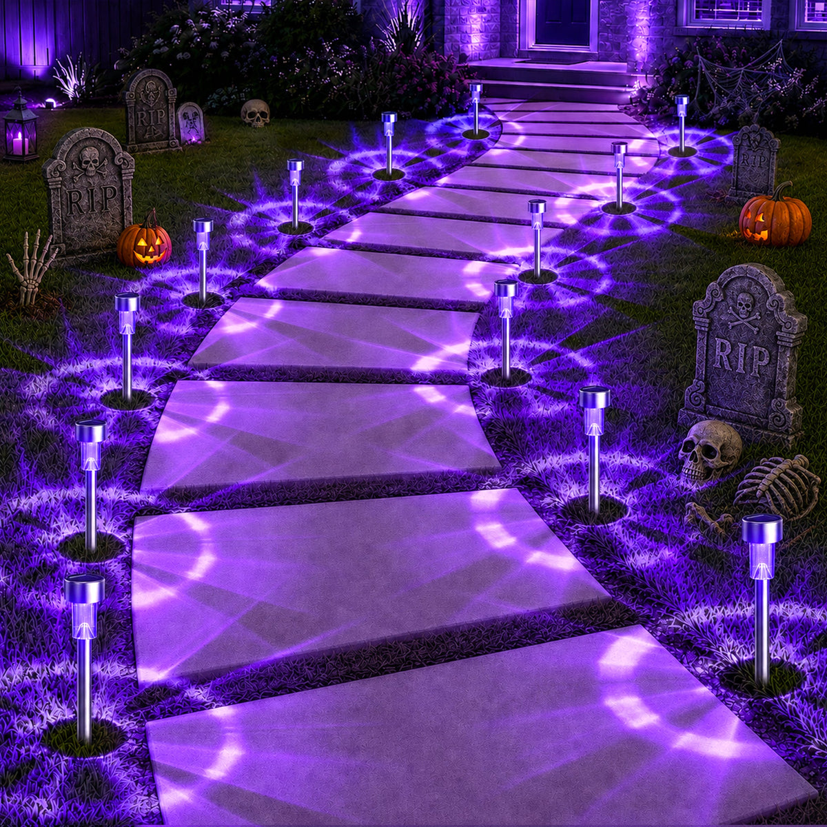 Solar Halloween Pathway Lights | Purple, 12 & 20 Pack