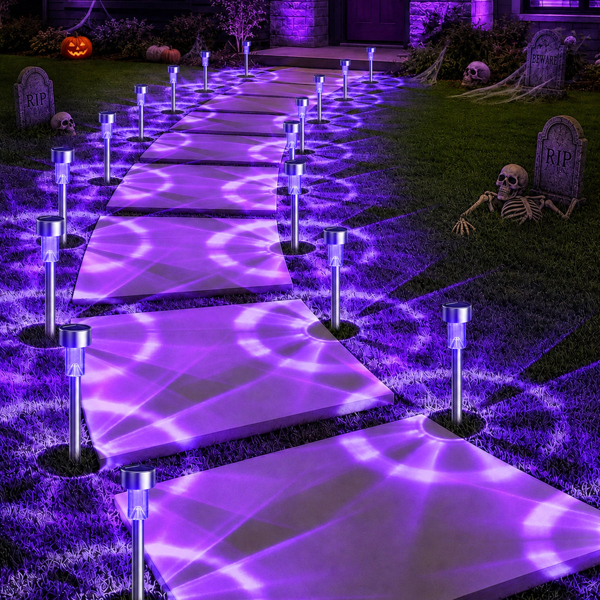 Solar Halloween Pathway Lights | Purple, 12 & 20 Pack