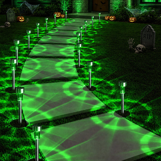 Green Solar Pathway Lights | 20-Pack Outdoor Halloween Decor