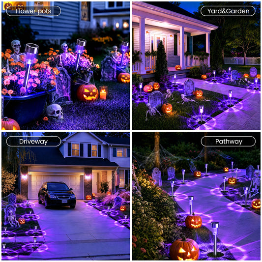 Solar Halloween Pathway Lights | Purple, 12 & 20 Pack