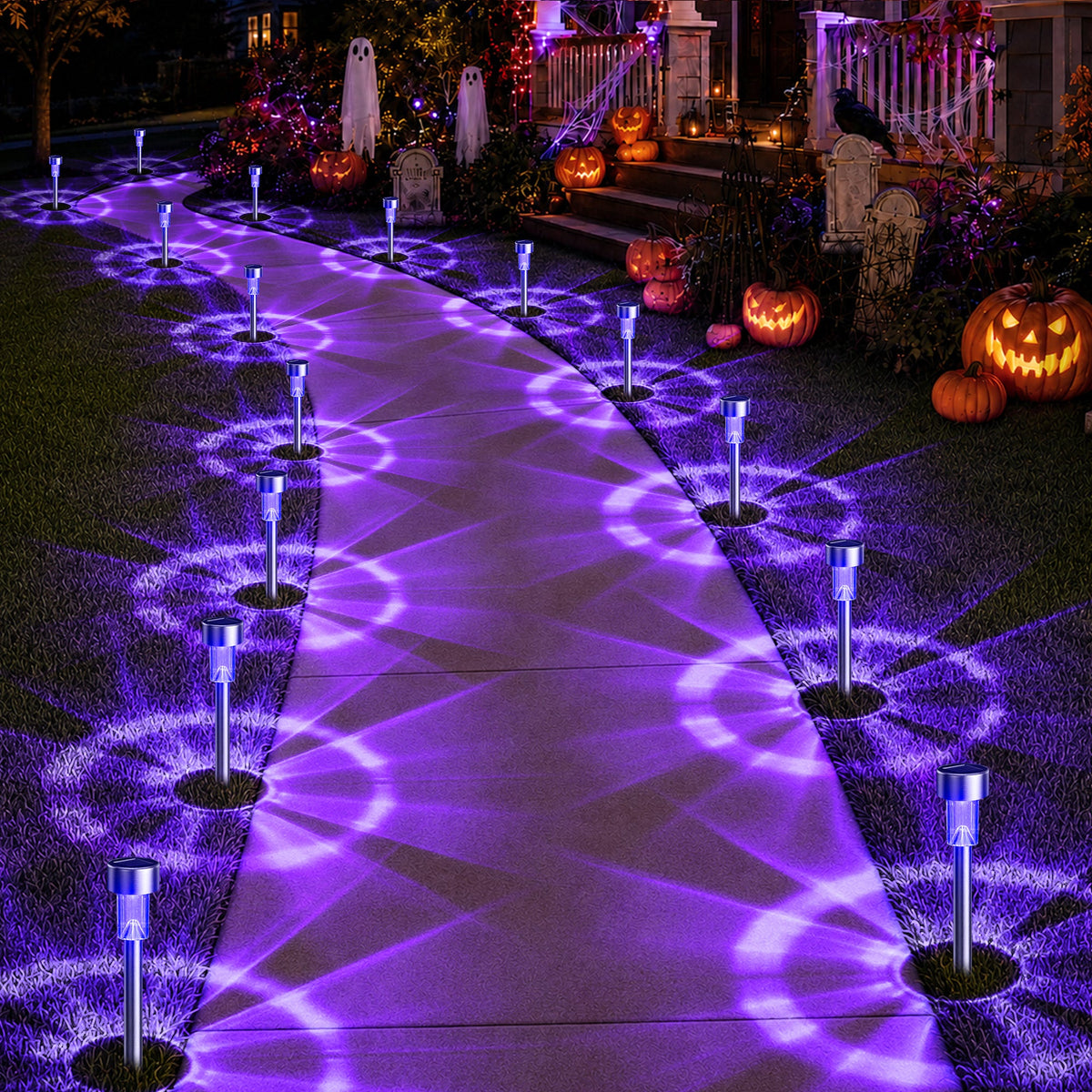 Solar Halloween Pathway Lights | Purple, 12 & 20 Pack