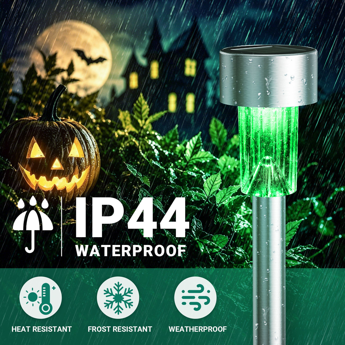 Green Solar Pathway Lights | 20-Pack Outdoor Halloween Decor