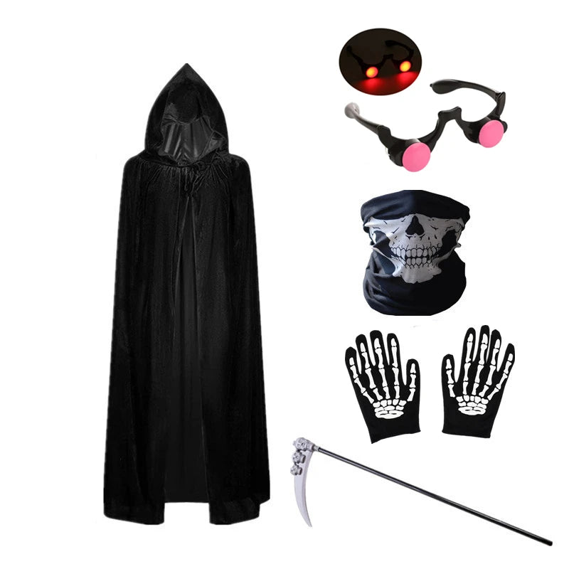 Kids Grim Reaper Costume | Glowing Red Eyes & Scythe