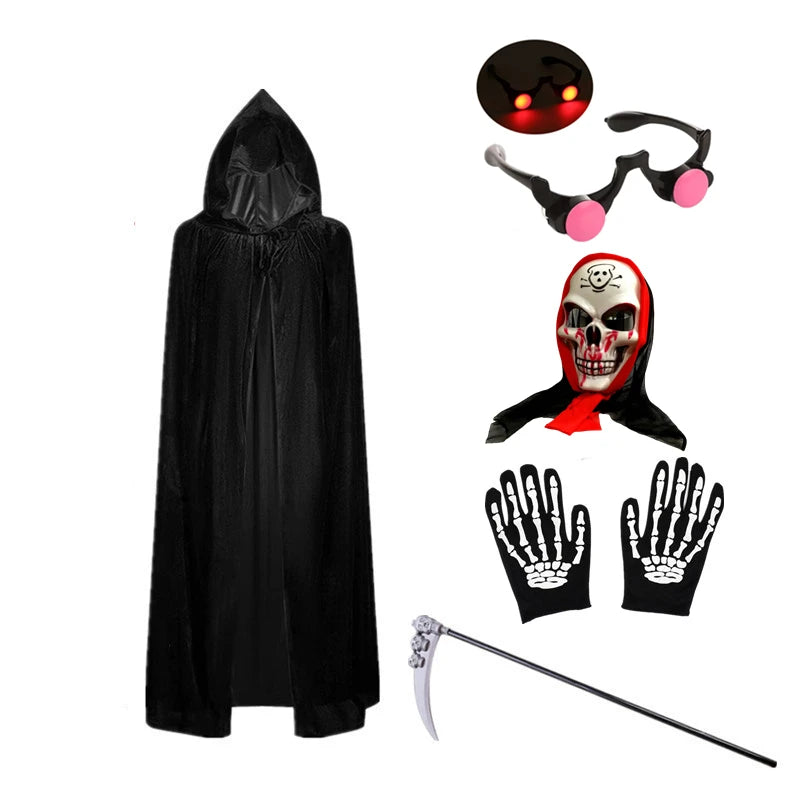 Kids Grim Reaper Costume | Glowing Red Eyes & Scythe